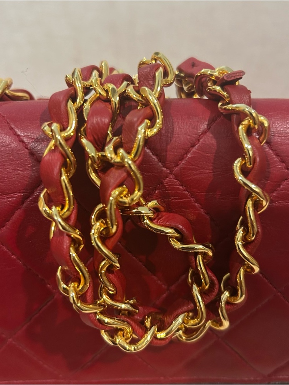 CHANEL Quilted Shoulder Flap Bag in Deep Red with Gold Hardware - Picture 7 of 16